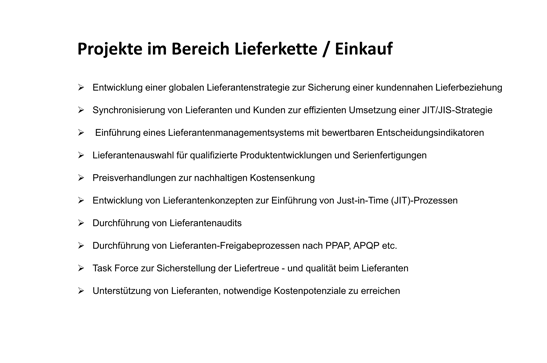 Expertenwissen im Bereich Liferkette - Einkauf