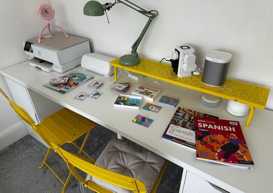 a spanish class workspace
