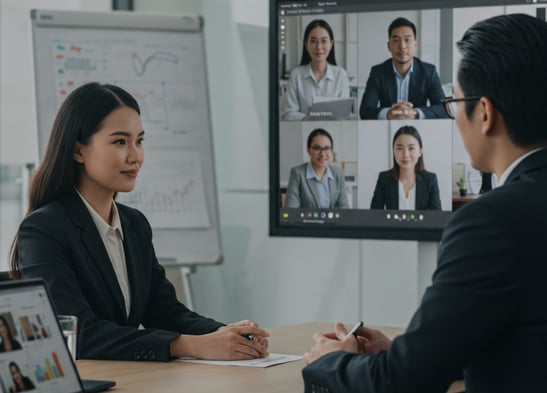 professional woman in mock interview