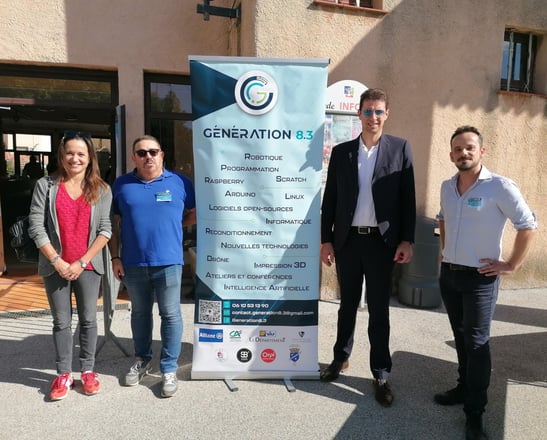 Sandrine Astier, Jean-Luc Gaignepain, le roll-up de GENERATION 8.3, Yves Palmieri et Frédéric Comyn