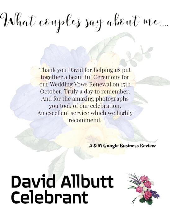 Review Of David Allbutt Ceremonies From A Google Business Review