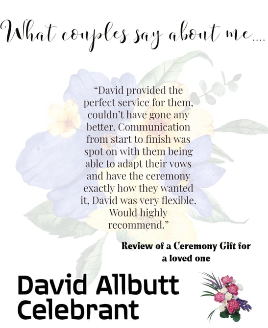 Review Of David Allbutt Celebrant From Customer Who Purchased A Gift