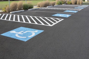 Freshly painted ADA-compliant parking spaces