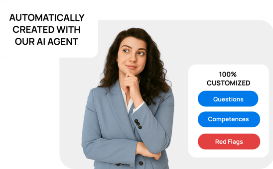 Woman with AI interview customization UI