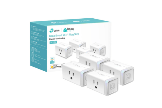 Kasa Smart Plug 4-pack with Wi-Fi control and packaging
