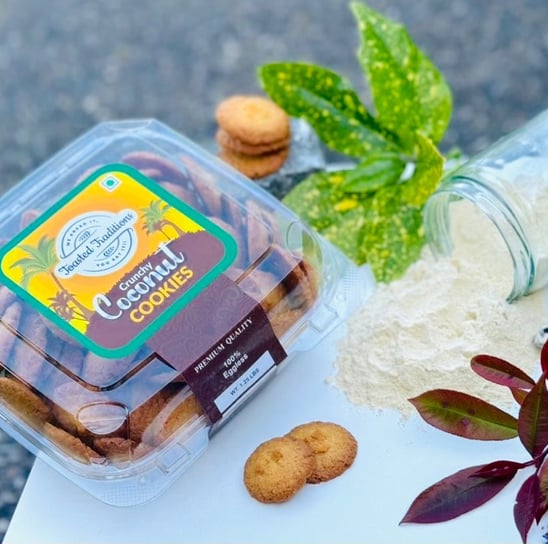 a jar of cookies from Toasted Traditions, Crunchy Coconut Cookies