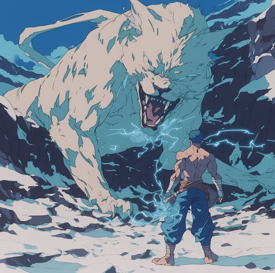 un Homme musclé qui combat un boss