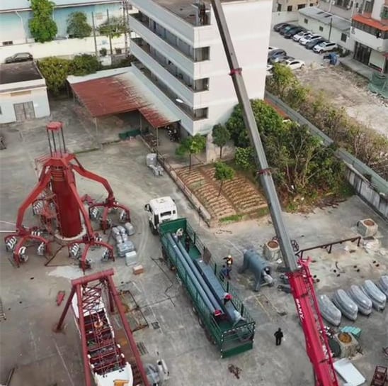 a crane is being lifted by a crane