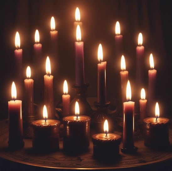 sitting buddha beside pillar candles