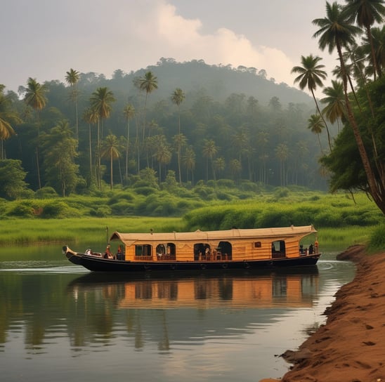 A small vehicle is piled high with rental bicycles, which have a yellow and black color scheme. The vehicle is traveling on a city street with a colorful archway in the background and a few people walking and riding bikes nearby.