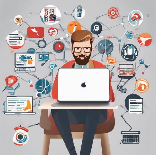 a man standing in front of a wall of fish