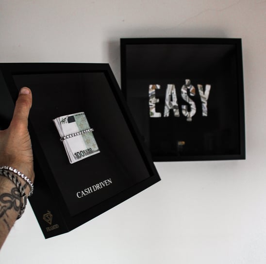 luxury black frames with money and motivational quotes