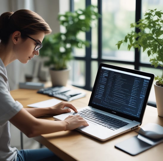 A laptop displaying a website design with the phrase 'Build your dream website.' next to a minimalistic building image. The scene also includes a modern mug and a smartphone placed on a wooden desk.