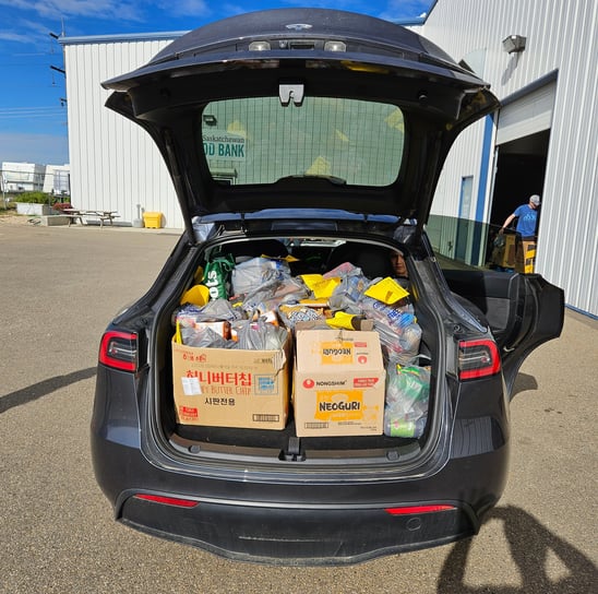 Full car of donated food for the Fort Saskatchewan Nourishment Centre