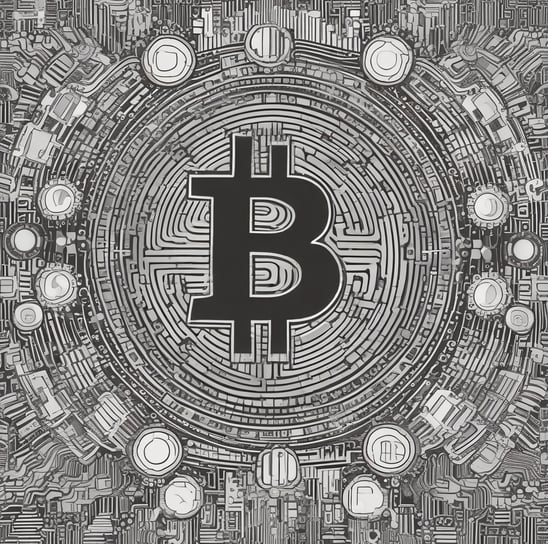 Three cryptocurrency coins on a wooden surface include Ethereum in the center, surrounded by Bitcoin coins. The coins are metallic with detailed engravings and symbols characteristic of blockchain technology.