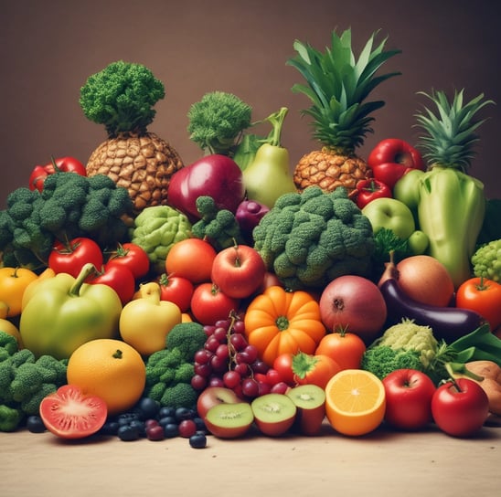 A selection of three colorful trays is filled with a variety of healthy snacks, including orange slices, nuts, seeds, and a measuring tape is artfully draped across them, suggesting themes of dieting or nutrition.
