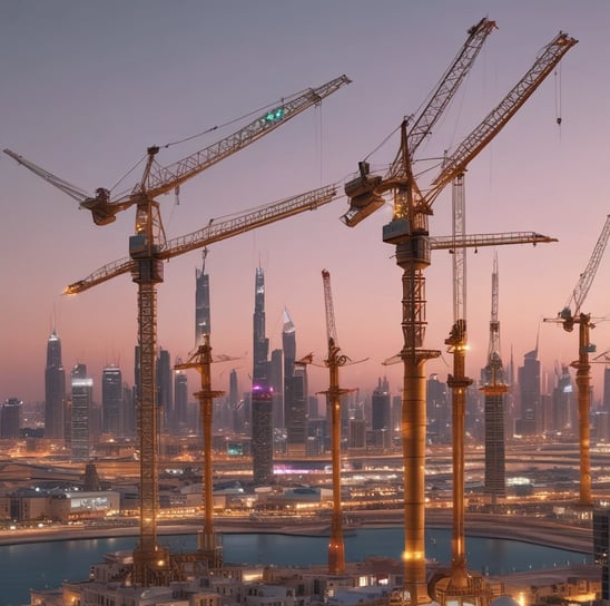 A crane that is standing in the air