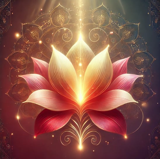 a beautiful flower with a bright yellow and red background