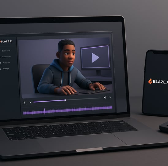 Illustration showing AI-assisted video planning, representing Blaze AI being used to generate video 