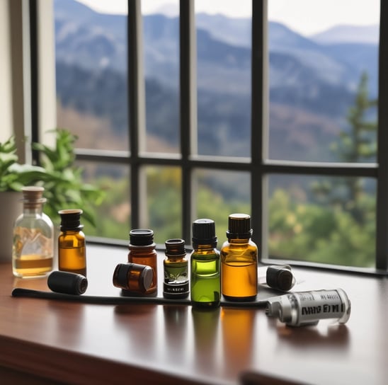 A neatly arranged collection of luxury skincare products placed inside an elegant white leather bag. The items are set against a backdrop of fashion magazines on a wooden surface, giving a sense of sophistication and style.
