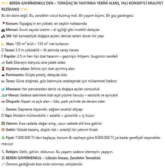 BEREN EMLAK'TAN SÜLEYMANPAŞA'DA 3+1 LÜX YALI DAİRESİ SATILIK KİRALIK TEKİRDAĞ EV KONUT YENİ SIFIR 0 