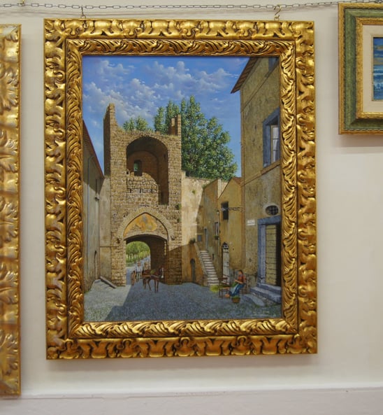 a painting of a horse in a showroom