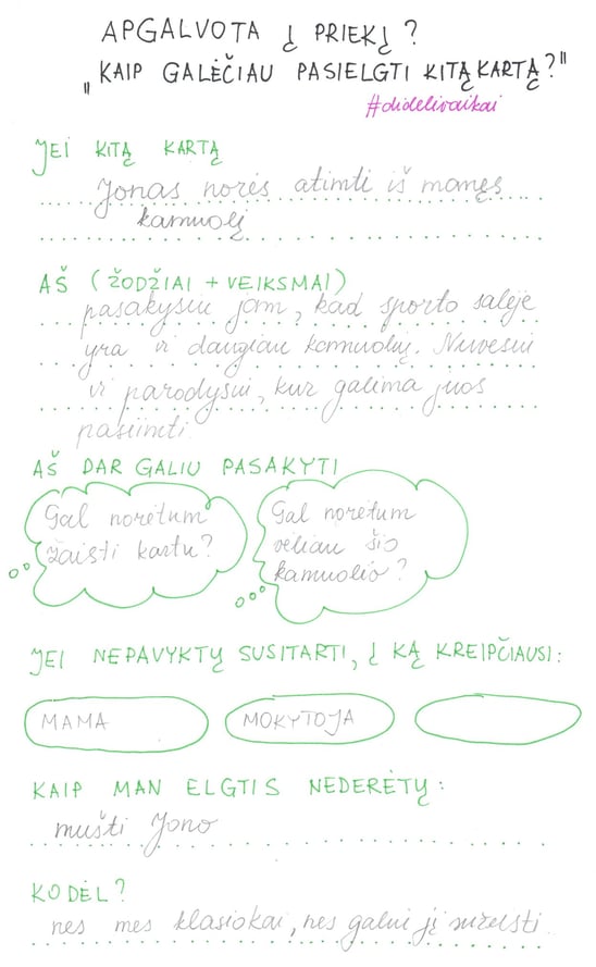 schema kaip pasielgti kitą kartą