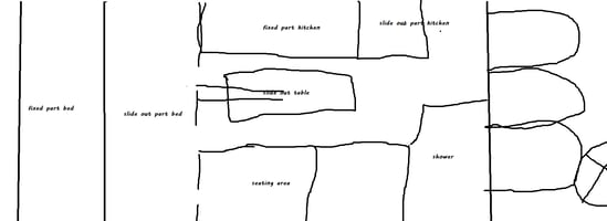a drawing of the layout of a van