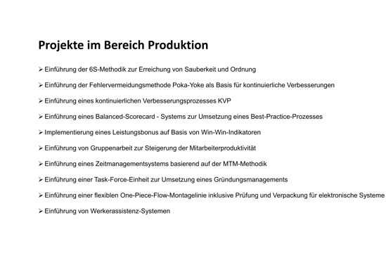 Expertenwissen um Bereich Produktion