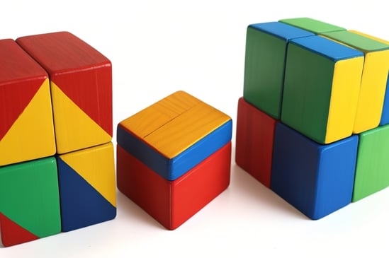 Painted wooden building blocks