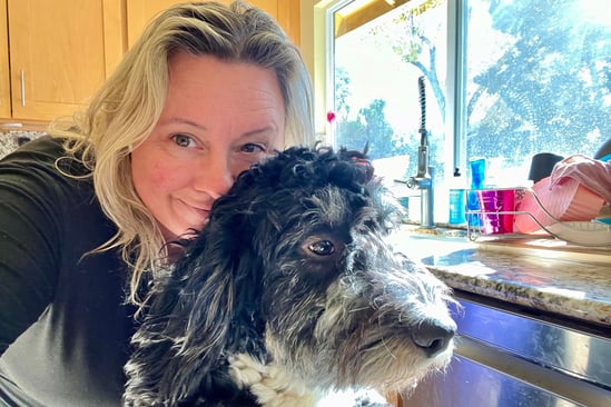 Natasha and her Bernadoodle, Maverick