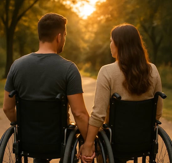 couple en chaise roulante pour la journée mondiale des mobilités et de l'accessibilité