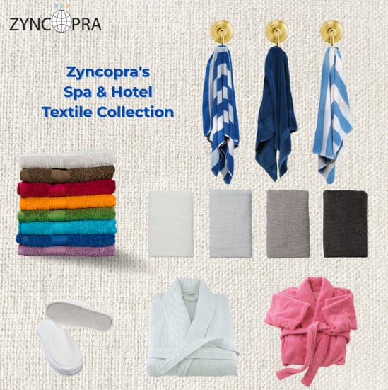 Toallas y batas de spa para hoteles - colección textil de Zyncopra.