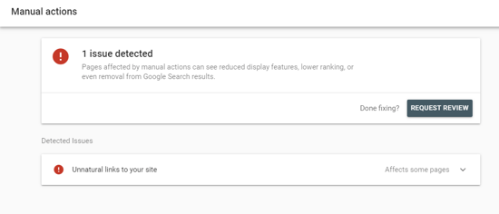Screenshot showing how Google might apply manual actions or penalties to sites publishing too much AI content
