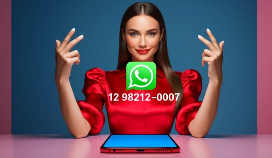 mulher apresentando o número do whatsapp