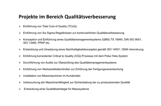 Expertenwissen im Bereich Qualitätsverbesserung