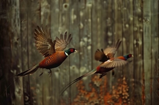 Pheasant taking flight from a wood in England. Peter Pickering's tale of disappointment