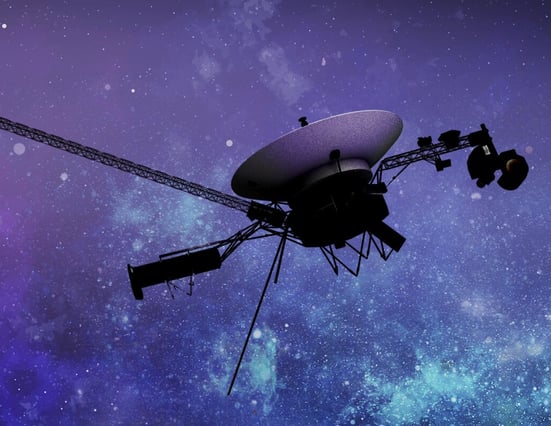 Imágen de la Voyager I, la primera nave en salir del Sistema Solar, en el espacio.