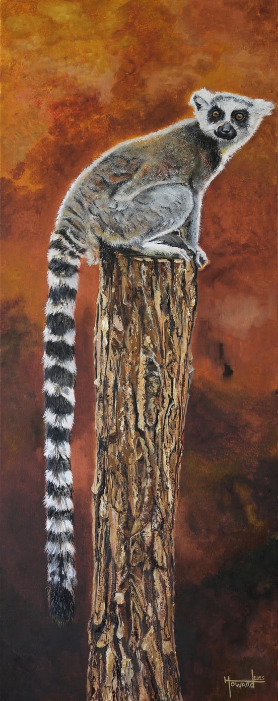 Endangered Species Madagascar Lemur Oil Painting