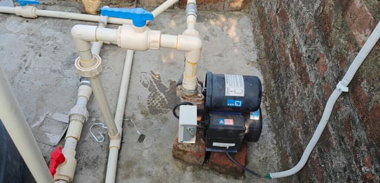 Pressure booster pump is connected in water tank pipeline 