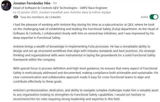 Feedback from my Hiring Manager at QEV Technologies