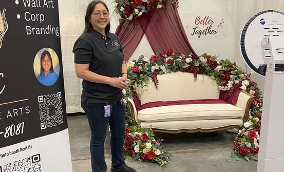 Custom backdrop with florals