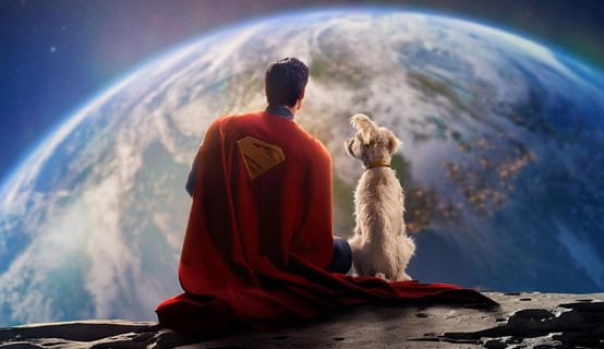 Superman and Krypto have a quiet moment.