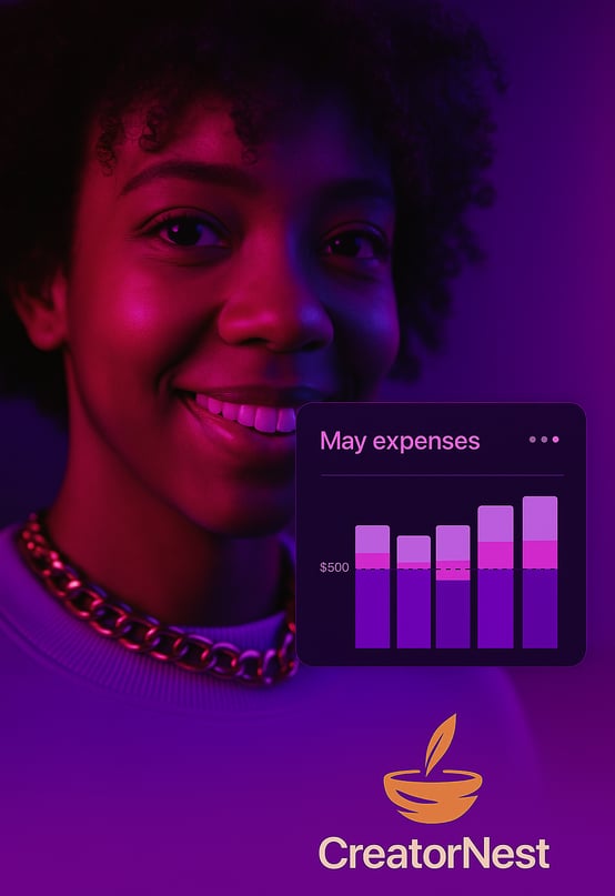 a woman with a purple background and a purple background