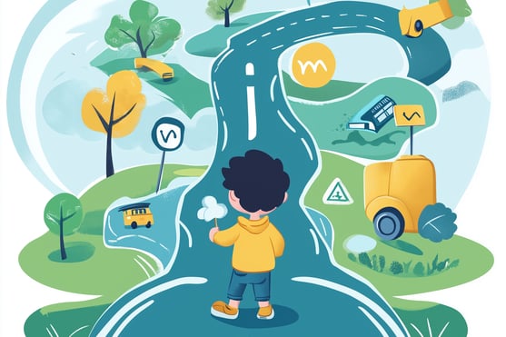 IIllustration of learning journey, with steps for different child age groups