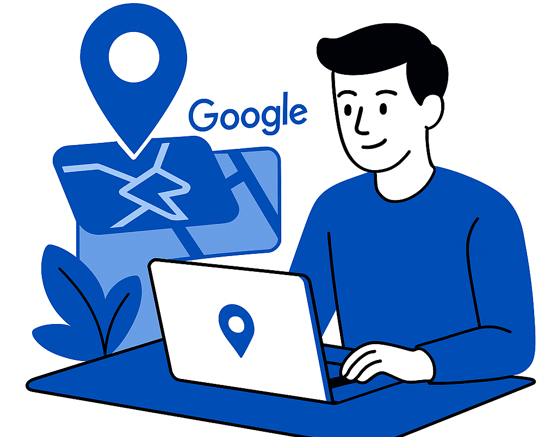 Homme avec un ordinateur qui modifie le référencement sur Google