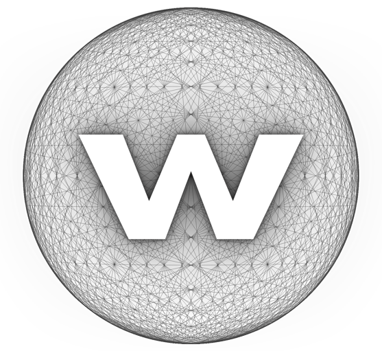 a white and black logo with the letter w in the middle of the image
