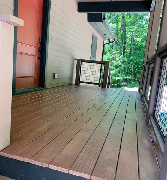 Snapshot of a newly boards for a renovated porch on a double wide mobile home in Marion, NC