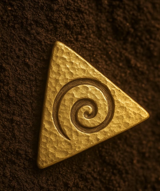 Symbole doré de transformation profonde et ancrage spirituel associé à la Méthode Arkhé
