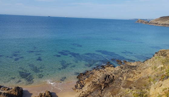 a person standing on a cliff overlooking a body of water